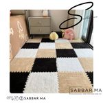 product_image_name-Sabbar-12 pièces - Tapis modulable doux – Blanc Neige Noir -6