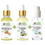 LY BIO PACK HUILE AMANDE DOUCE 50ML - PIPETTE + HUILE CAMPHREE 50ML - PIPETTE + HUILE GLYCERINE 50ml - POMPE