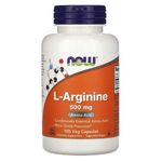 Now Foods L-Arginine 500 mg, Précurseur d'oxyde nitrique,Acide aminé - 100 Caps