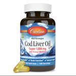 product_image_name-Carlson-Cod liver Oill ( Huile de foie ), 1000 mg, زيت كبد الحوت 1000 مجم صحة القلب 100 كبسولة-1