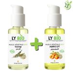 LY BIO مجموعة زيت الزعتر 50 مل - مضخة + زيت المشمش 50 مل - مضخة