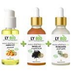 LY BIO PACK HUILE ABRICOT 50ML - POMPE + HUILE NIGELLE 50ML - PIPETTE + HUILE ROMARIN 50ml - PIPETTE