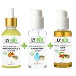 LY BIO PACK HUILE AMANDE DOUCE 50ML - PIPETTE + HUILE PARAFFINE 50ML - POMPE + HUILE SIDR 50ML - POMPE
