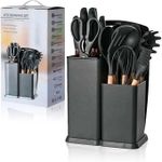 product_image_name-Generic-Ensemble de ustensiles de cuisine 19 pcs avec support de Silicone-Noir-1