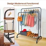 product_image_name-Generic-علاقة ملابس مزدوجة من المعدن مع رف – تخزين متين بسعة 35 كغ – تخزين متعدد الوظائف لغرفة النوم أو خزانة الملابس أو المدخل-1