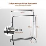 product_image_name-Generic-علاقة ملابس مزدوجة من المعدن مع رف – تخزين متين بسعة 35 كغ – تخزين متعدد الوظائف لغرفة النوم أو خزانة الملابس أو المدخل-6