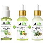 LY BIO PACK HUILE ALOE VERA 50ml - POMPE + HUILE AVOCAT 50ml - PIPETTE + HUILE SAUGE 50ML - PIPETTE