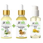 LY BIO PACK HUILE CAMPHREE 50ML - PIPETTE + HUILE FENUGREC 50ML - PIPETTE + HUILE MAIS 50ML - POMPE