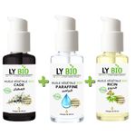 LY BIO PACK HUILE CADE 50ML - POMPE + HUILE PARAFFINE 50ML - POMPE + HUILE RICIN 50ml - POMPE