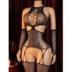 product_image_name-Generic-قميص نوم نسائي شفاف طويل من الشبك مرن مع قفازات-1