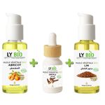LY BIO PACK HUILE ABRICOT 50ML - POMPE + HUILE ESSENTIEL GIROFLE 10ML + HUILE LIN 50ML - POMPE