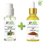 LY BIO حزمة زيت المريمية 50 مل - مضخة + زيت الكتان 50 مل - قطارة