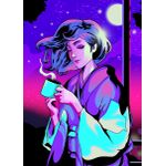 Retro coffee kimono girl  Poster Chambre Haute Qualité