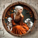 Plaque Décorative Ronde en Bois à Impression Plate 2D, Thème Féminin, Convient pour la Décoration de Bar Cuisine Café Bureau, Déco de Fête, Cadeau de Vacances, 20.32x20.32 cm