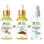 LY BIO PACK HUILE AMANDE DOUCE 50ML - PIPETTE + HUILE LIN 50ML - PIPETTE + HUILE PARAFFINE 50ML - POMPE