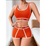 product_image_name-Generic-1 Ensemble de Lingerie orange à Buste Plein et Taille Basse - Soutien-gorge Sans Bretelles Doux et Respirant & Culotte Assortie avec Bande de Taille Lettrée, Sous-vêtements-4