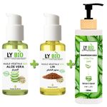 LY BIO PACK HUILE ALOE VERA 50ml - POMPE + HUILE LIN 50ML - POMPE + SHAMPOOING ALOE VERA 200ML