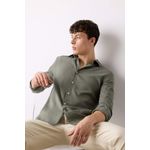 product_image_name-Defacto-قميص كم طويل من كتان قصة عادية برقبة بولو-1