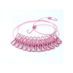 product_image_name-Generic-Corde À Linge Élastique Portable Avec 12 Crochets Rose-1