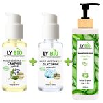 LY BIO PACK HUILE CAMPHREE 50ML - POMPE + HUILE GLYCERINE 50ml - POMPE + SHAMPOOING ALOE VERA 200ML