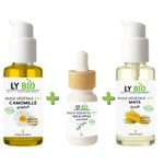 LY BIO PACK HUILE CAMOMILLE 50ML - POMPE + HUILE ESSENTIEL EUCALYPTUS 10ML + HUILE MAIS 50ML - POMPE