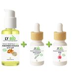 LY BIO PACK HUILE AMANDE DOUCE 50ml - POMPE + HUILE ESSENTIEL EUCALYPTUS 10ML + HUILE ESSENTIEL ROSE 10ML