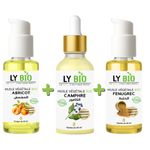 LY BIO PACK HUILE ABRICOT 50ML - POMPE + HUILE CAMPHREE 50ML - PIPETTE + HUILE FENUGREC 50ML - POMPE