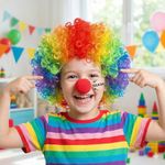 product_image_name-Generic-باروكة مهرج ملونة + أنف أحمر مطاطي مع بوق-2