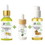 LY BIO PACK HUILE CAMOMILLE 50ML - PIPETTE + HUILE ESSENTIEL SAUGE 10ML + HUILE FENUGREC 50ML - POMPE