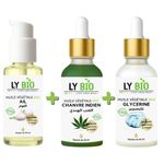 LY BIO PACK HUILE AIL 50ML - POMPE + HUILE HYDRATANTE & NUTRITIVE 50ML - PIPETTE + HUILE GLYCERINE 50ml - PIPETTE