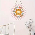 product_image_name-Generic-1pc Keep It Wild Flower Children Round Wall Art : Panneau décoratif vintage et plaque, panneau en bois à suspendre, décoration intérieure, convient à toutes les décorations de saison, vacances, Noël-5