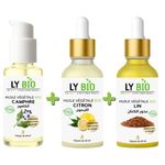 LY BIO PACK HUILE CAMPHREE 50ML - POMPE + HUILE CITRON 50ML - PIPETTE + HUILE LIN 50ML - PIPETTE