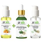 LY BIO PACK HUILE ABRICOT 50ML - POMPE + HUILE HYDRATANTE & NUTRITIVE 50ML - PIPETTE + HUILE ROMARIN 50ml - POMPE