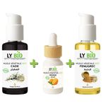 LY BIO PACK HUILE CADE 50ML - POMPE + HUILE ESSENTIEL ORANGE 10ML + HUILE FENUGREC 50ML - POMPE