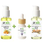 LY BIO PACK HUILE ABRICOT 50ML - POMPE + HUILE ESSENTIEL LAVANDE 10ML + HUILE SOJA 50ML - POMPE