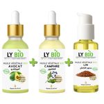 LY BIO PACK HUILE AVOCAT 50ml - PIPETTE + HUILE CAMPHREE 50ML - PIPETTE + HUILE LIN 50ML - POMPE