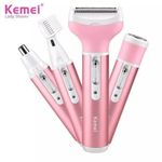 product_image_name-Kemei-Kemei KM-6637 آلة إزالة الشعر متعددة الوظائف ، 4 في 1 قابلة لإعادة الشحن ، ماكينة حلاقة كهربائية محمولة ، مجموعة إزالة شعر الوجه والجسم-2