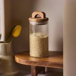 product_image_name-Generic-Bocal décoratif en verre transparent avec couvercle bois marron-3