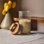 product_image_name-Generic-Bocal décoratif en verre transparent avec couvercle bois marron-4