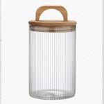 product_image_name-Generic-Bocal décoratif en verre transparent avec couvercle bois marron-7