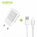 Oraimo Adaptateur Secteur Mural pour une alimentation stable et fiable compatible iPhone et iPad avec Câble USB vers Lightning 1M Blanc