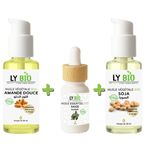 LY BIO PACK HUILE AMANDE DOUCE 50ml - POMPE + HUILE ESSENTIEL SAUGE 10ML + HUILE SOJA 50ML - POMPE