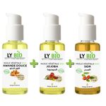 LY BIO PACK HUILE AMANDE DOUCE 50ml - POMPE + HUILE JOJOBA 50ML - POMPE + HUILE SIDR 50ML - POMPE