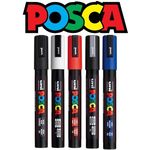 Posca Lot Economique 5 Marqueurs PC-5M Conique Moyen:Couleurs Variés Pointe 2,5mm