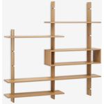 product_image_name-Generic-Étagère Murale 6 Tablettes Ajustables Chêne Clair 139x137x20cm Design Moderne Rangement Salon Bureau Chambre-2