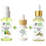 LY BIO PACK HUILE AVOCAT 50ml - POMPE + HUILE ESSENTIEL EUCALYPTUS 10ML + HUILE THYM 50ML - PIPETTE