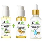 LY BIO PACK HUILE CAMPHREE 50ML - POMPE + HUILE GERME DE BLE 50ML - POMPE + HUILE PARAFFINE 50ML - PIPETTE