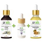 LY BIO PACK HUILE CADE 50ML - PIPETTE + HUILE ESSENTIEL LAVANDE 10ML + HUILE FENUGREC 50ML - PIPETTE