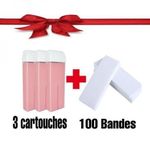 product_image_name-Generic-Pack 3 Cartouches Cire Rose et paquet de 100 papier dépilatoire-1