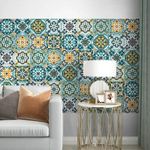 product_image_name-Generic-26pièces Autocollants Muraux Vintage Méditerranéens - Décalcomanies En Vinyle Étanches Avec Des Motifs Floraux Et Géométriques Pour La Décoration de La Cuisine, Du Salon, de La Chambre, 10,16 X 10,16 Cm, Application Sur Plusieurs Surfaces, Pas Besoin de -4